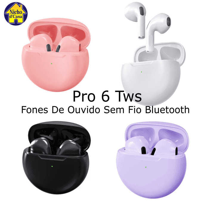 10 pçs pro 6 tws fones de ouvido sem fio bluetooth mini pod jogos handfree  fone alta fidelidade para todos os smartphones música - AliExpress